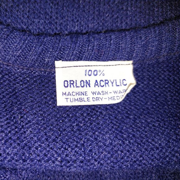 Vintage 1940s-1950s Navy Blue Long Sleeve Knit Crewneck Sweater Sz Medium - Picture 7 of 7
